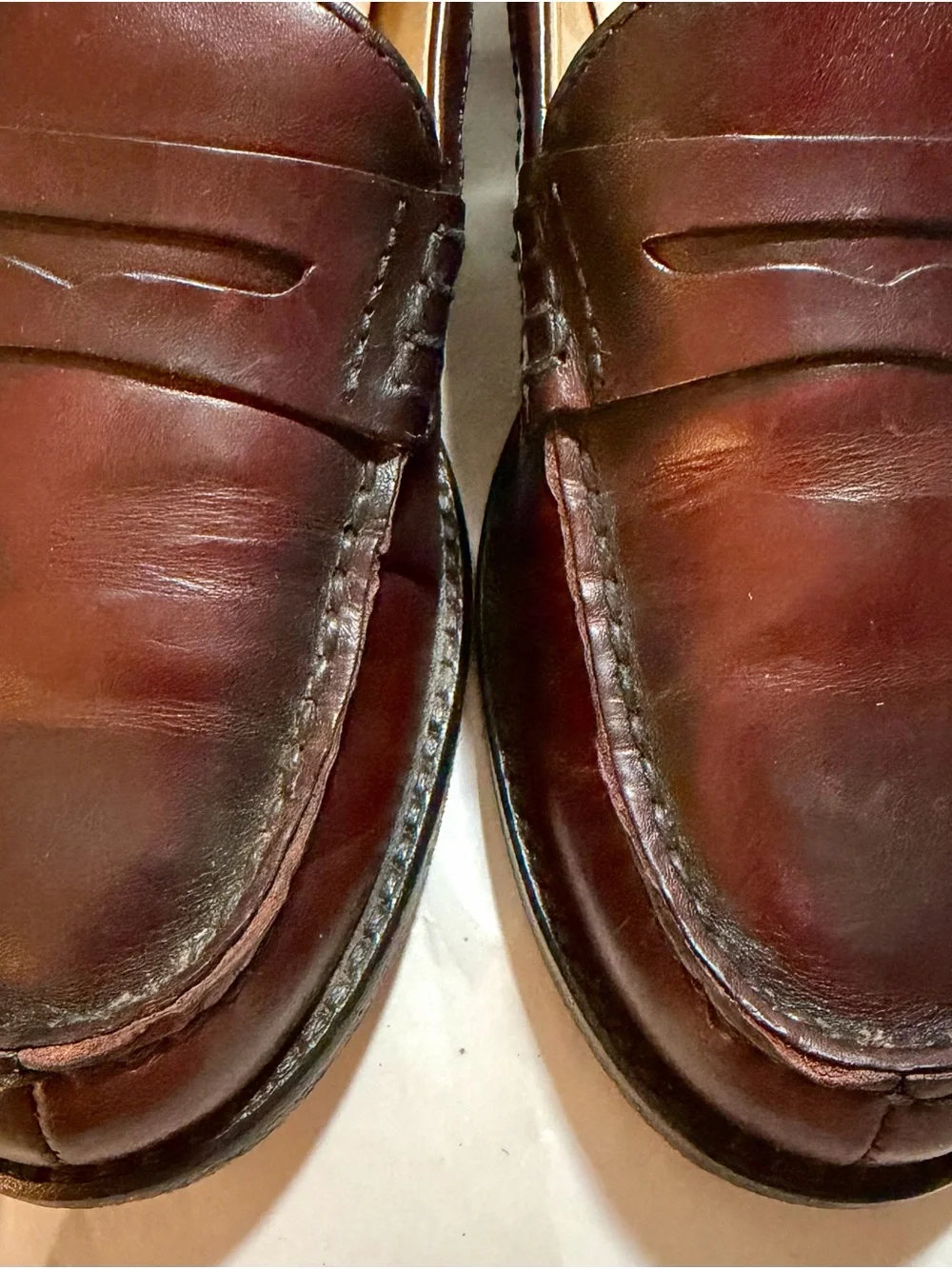 Frye Men's Burgundy Leather Penny Loafers